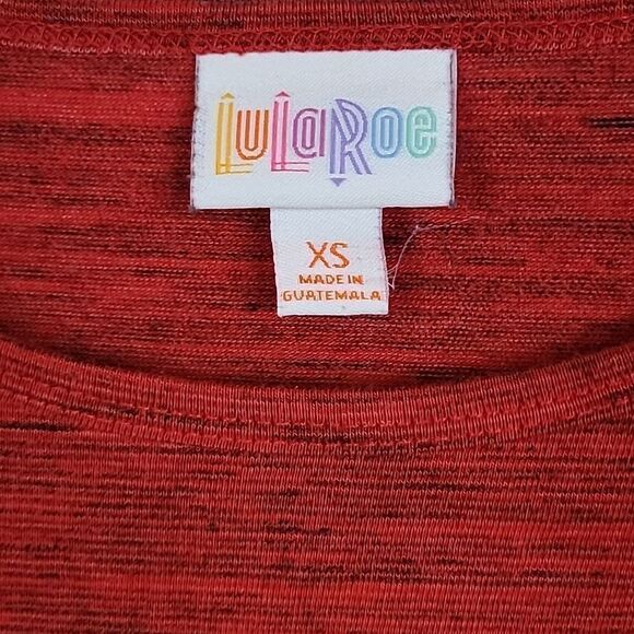 LuLaRoe IRMA Tee Red Space dye High Low Tunic T-Shirt Short Sleeve Knit Top - Picture 5 of 9